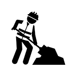Ikon som viser veiarbeider som graver